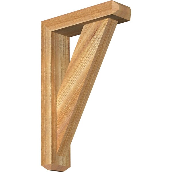 Ekena Millwork Traditional Craftsman Rough Sawn Bracket w/ Offset Brace, Western Red Cedar, 4"W x 14"D x 22"H BKT0402X14X22TRA04RWR - main